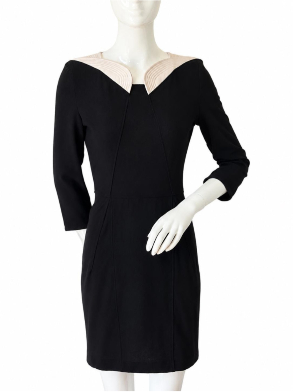 Givenchy Wool Black Cream Designer Cocktail Dress Italy S